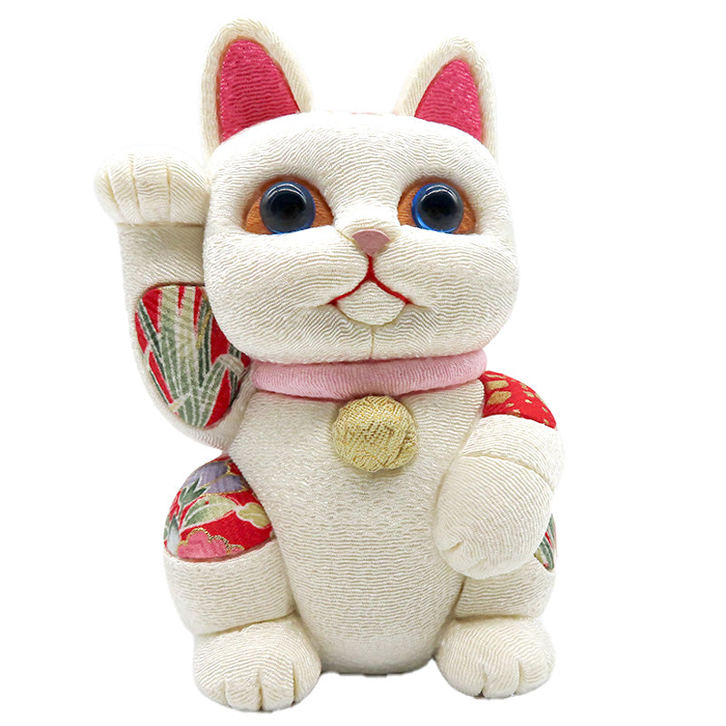 木目込み人形 風水 白 大 lucky cat