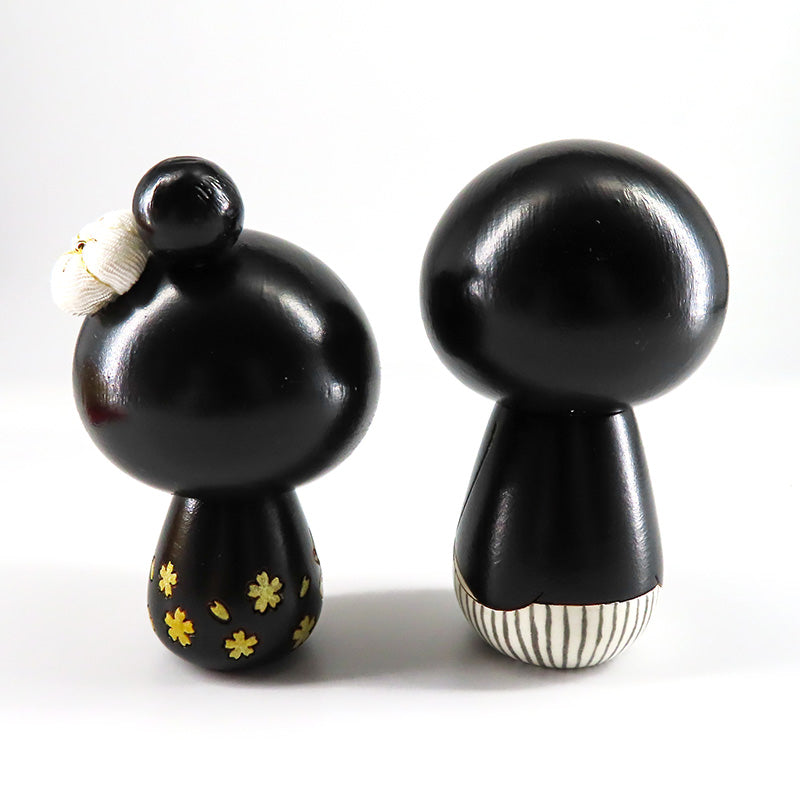 和装ウェディングこけし 黒(台・屏風込み)