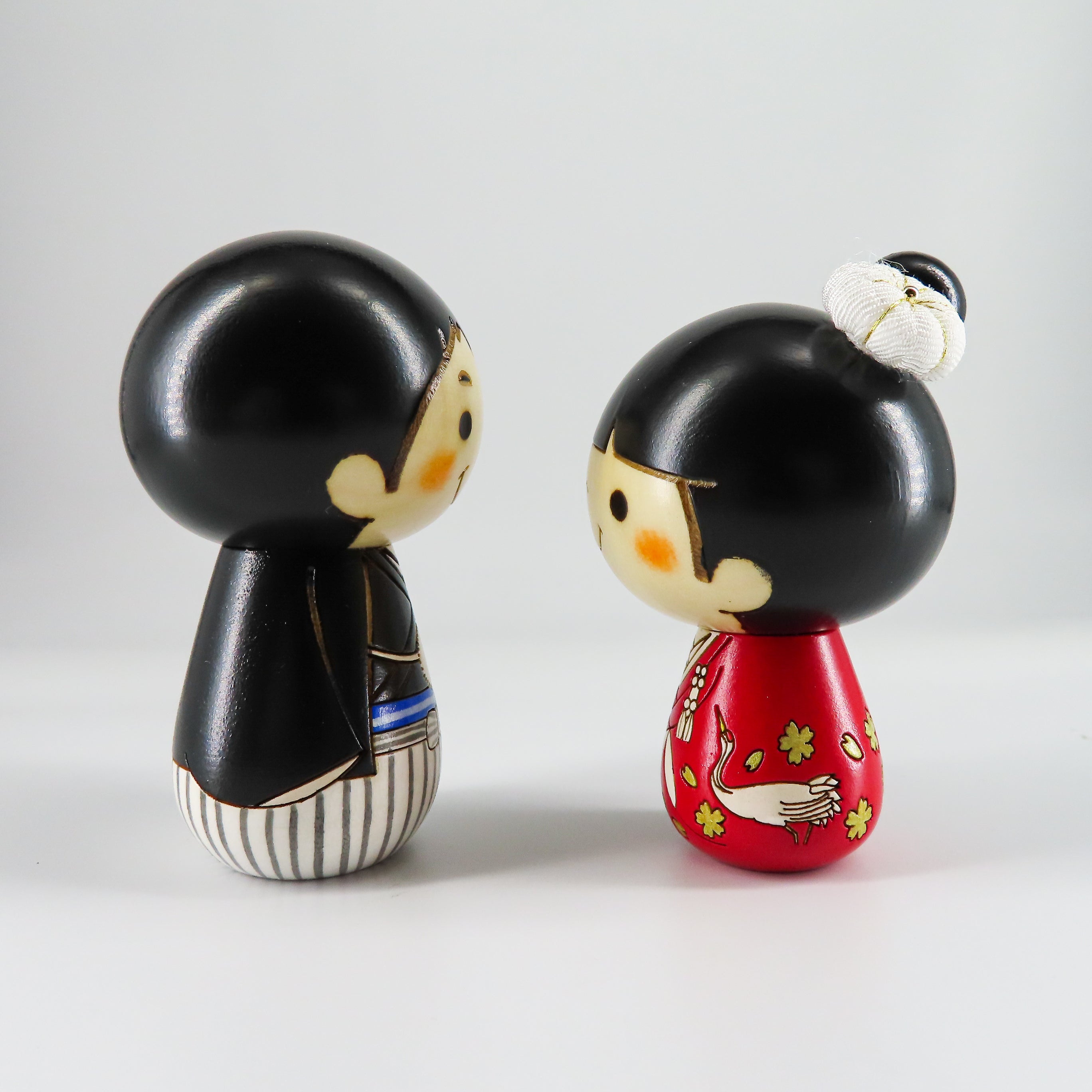 和装ウェディングこけし 赤(台・屏風込み)