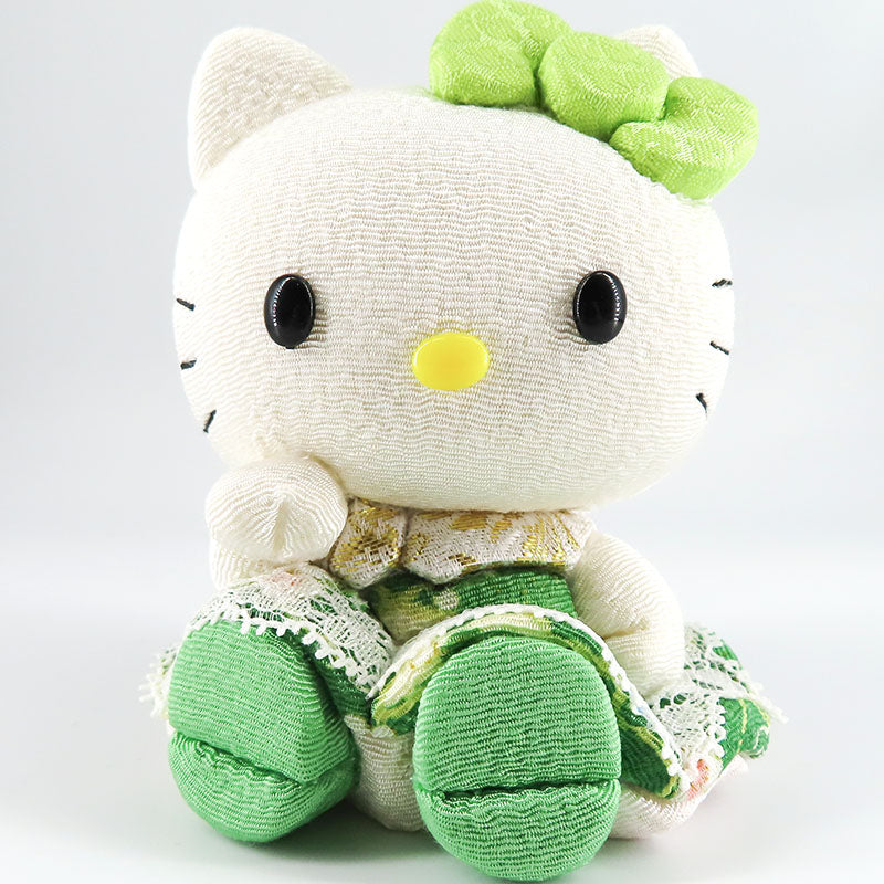 木目込み人形 招きハローキティ 座 緑 kitty