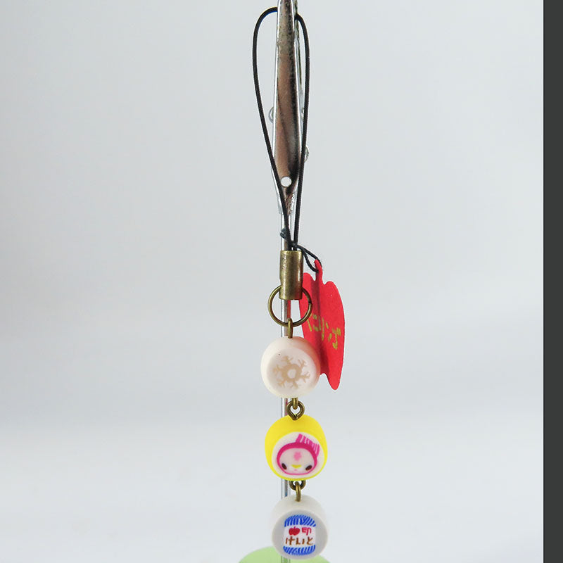 金太郎飴風3連ストラップ くるみちゃん×雪の結晶×毛糸