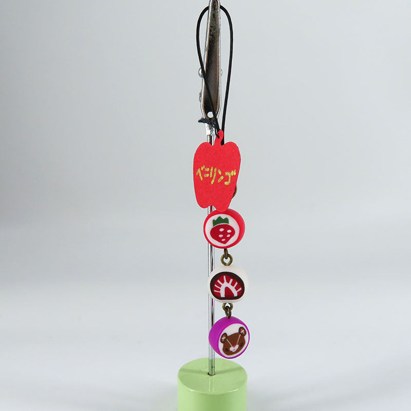 金太郎飴風3連ストラップ あい吉×いちご×いちご大福