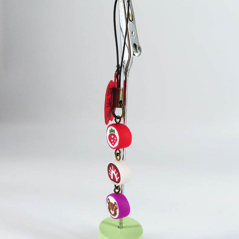 金太郎飴風3連ストラップ あい吉×いちご×いちご大福