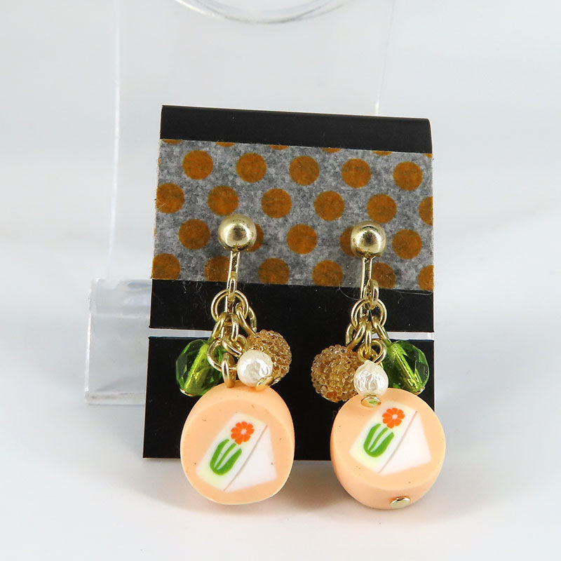 金太郎飴風 イヤリング フルーツサンド (オレンジ)