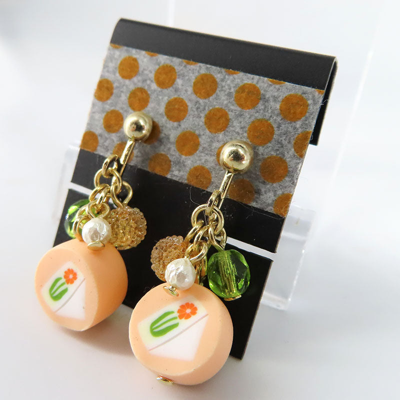 金太郎飴風 イヤリング フルーツサンド (オレンジ)