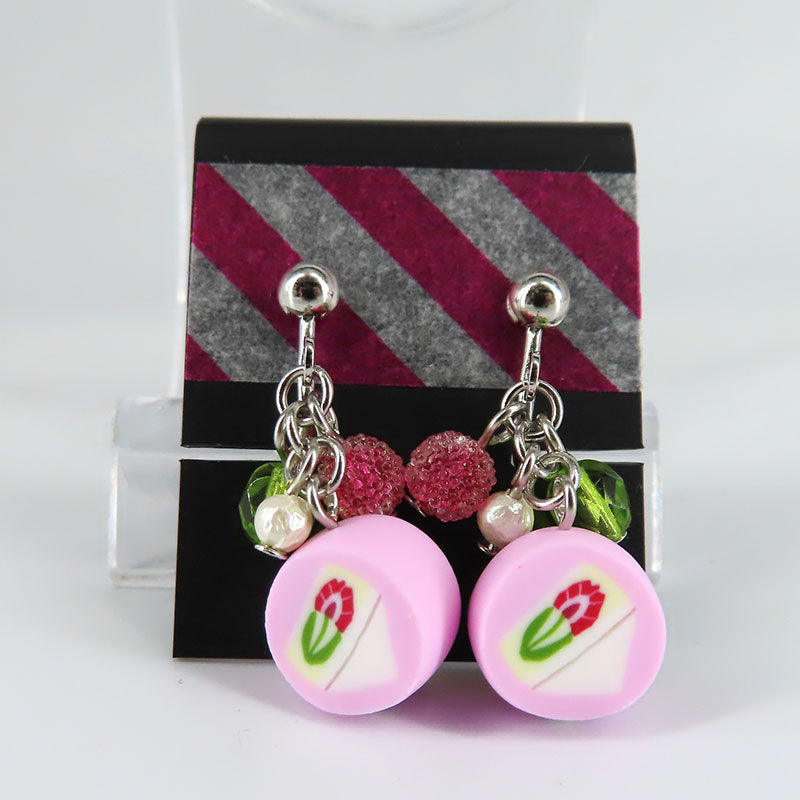 金太郎飴風 イヤリング フルーツサンド (ピンク)