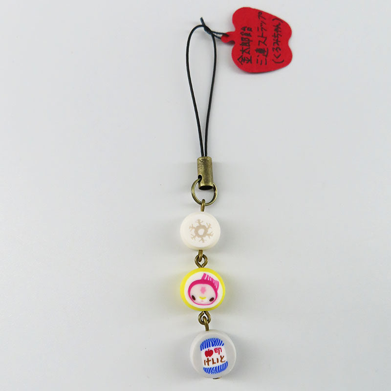 金太郎飴風3連ストラップ くるみちゃん×雪の結晶×毛糸