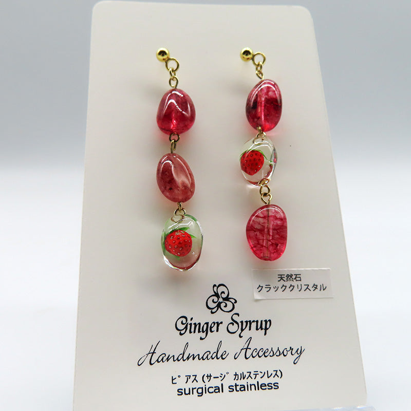 -strawberry candy - 3連 ピアス