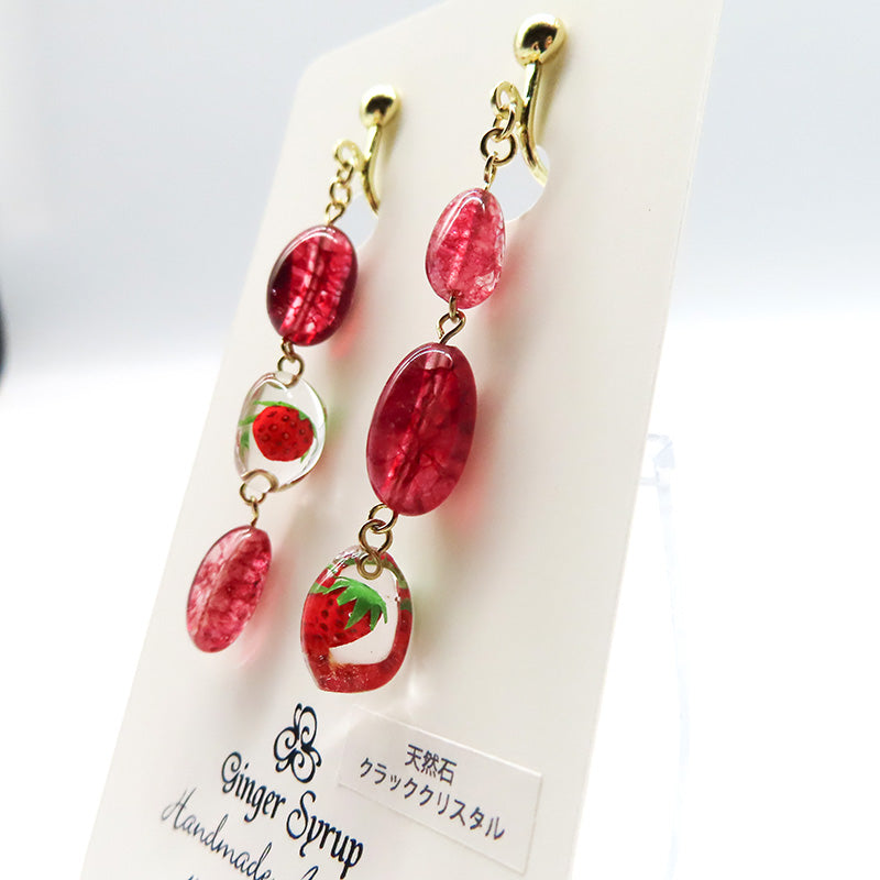 -strawberry candy- 3連 イヤリング