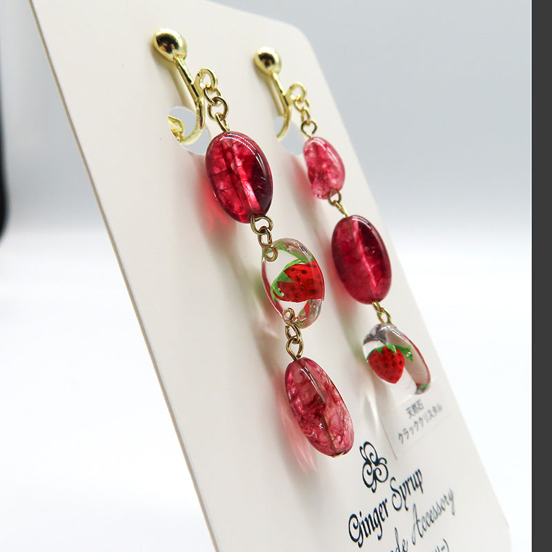 -strawberry candy- 3連 イヤリング