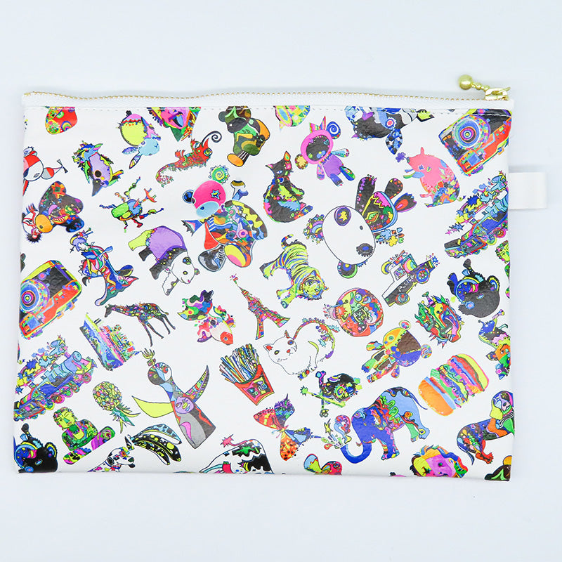 幸せのピンクのブタさん 四角ポーチ