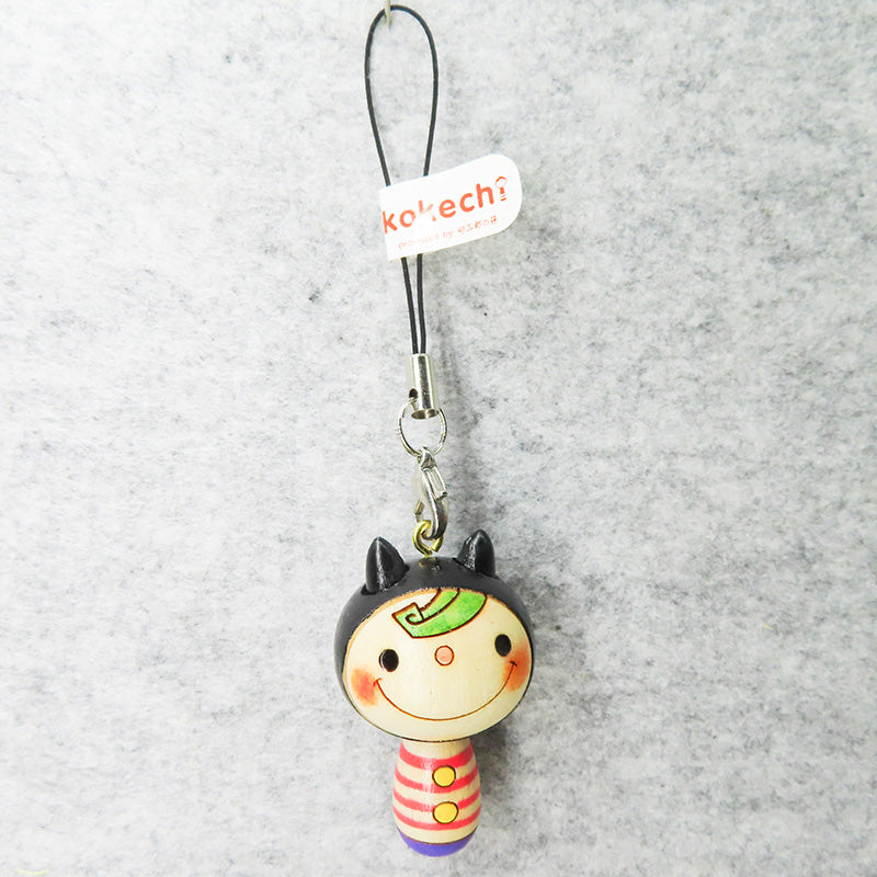 こけし 黒猫 の ジルストラップ