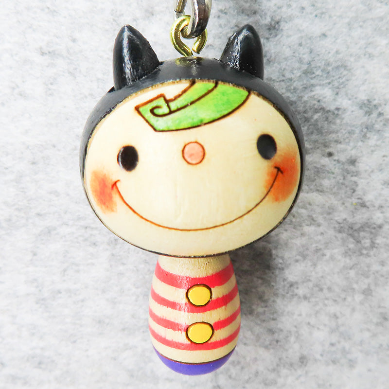 こけし 黒猫 の ジルストラップ