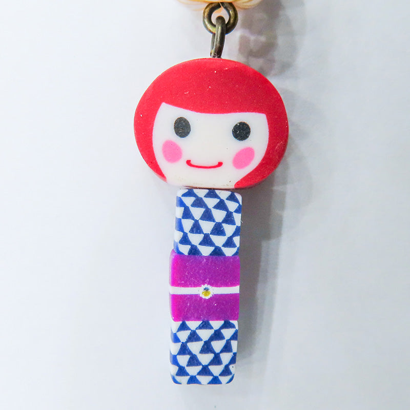 おかっぱちゃん×あい吉くんストラップ (紫:ウロコ柄)