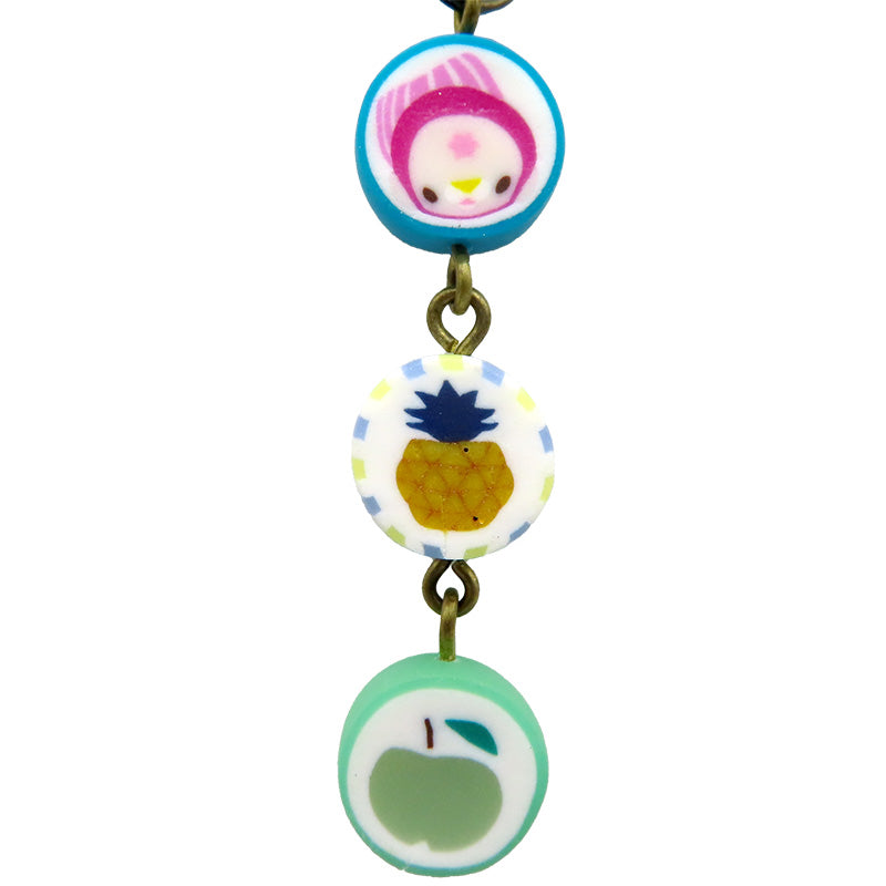 金太郎飴風3連ストラップ くるみちゃん×パイナップル×青リンゴ