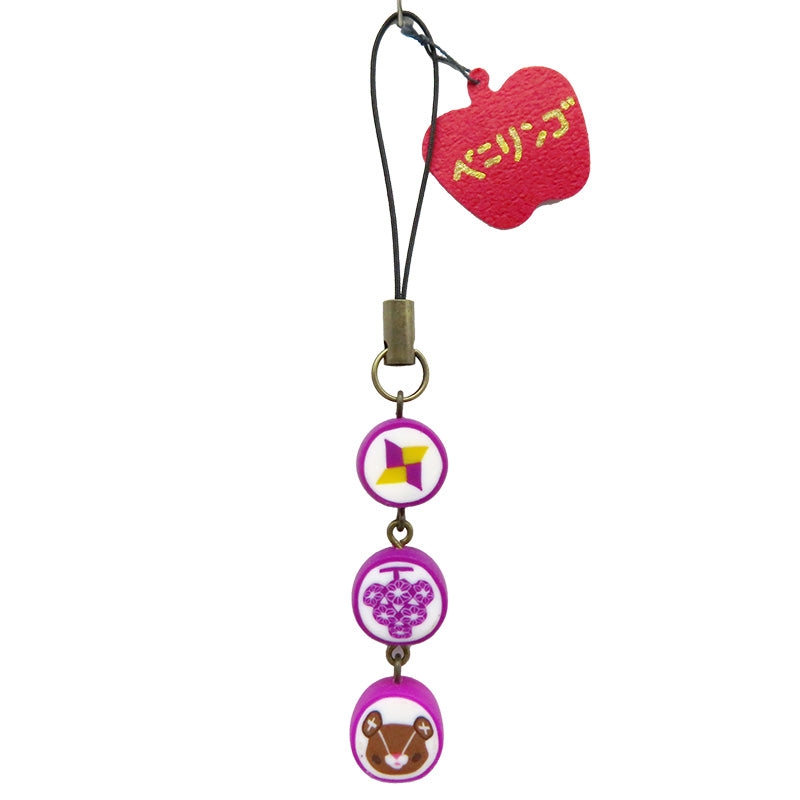 金太郎飴風3連ストラップ あい吉くん×ぶどう×手裏剣