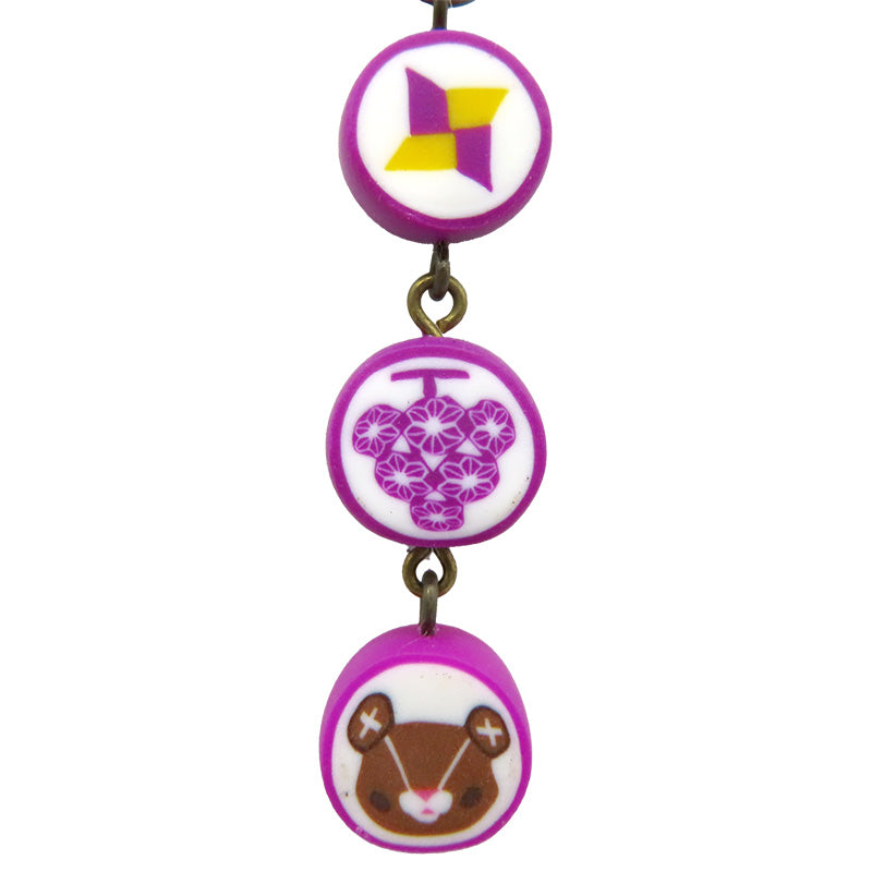 金太郎飴風3連ストラップ あい吉くん×ぶどう×手裏剣