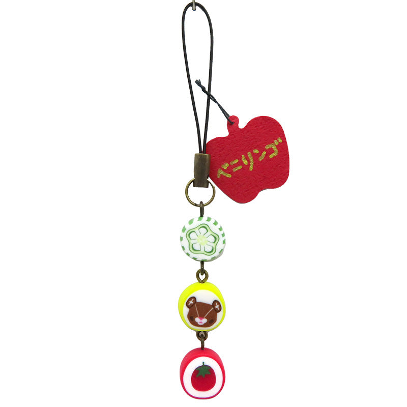 金太郎飴風3連ストラップ あい吉くん×オクラ×トマト
