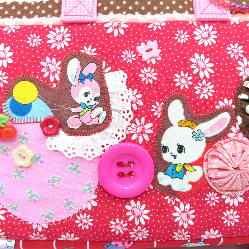 ボストンバッグM (ウサギ2匹)