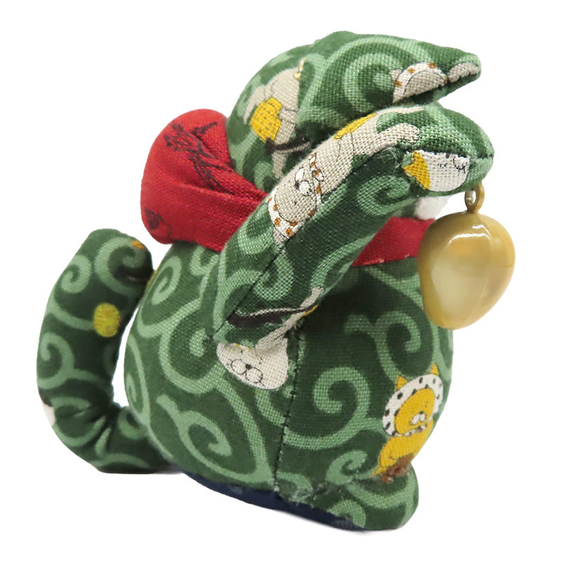 萩工房 わるねこ 勾玉持ち(両手上げ) 唐草&どじょうすくい 座布団付き