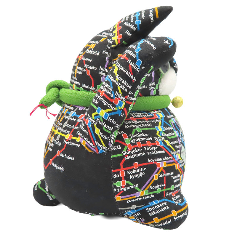 萩工房 わるねこ:大 両手上げ・路線図柄 (座布団付き)