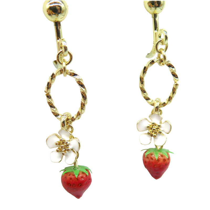 -ゆらゆら苺 花- イヤリング