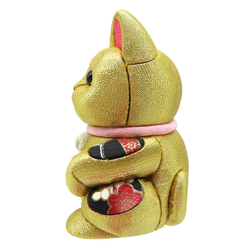 木目込み人形 招き猫 大 風水:金色 lucky cat