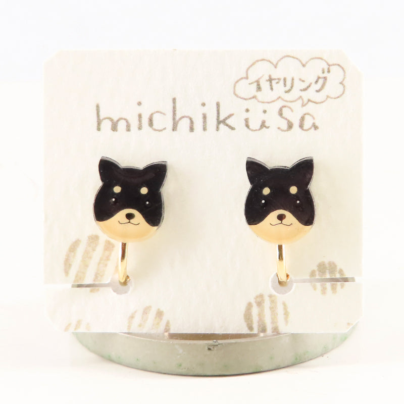 アニマルイヤリング 黒柴犬