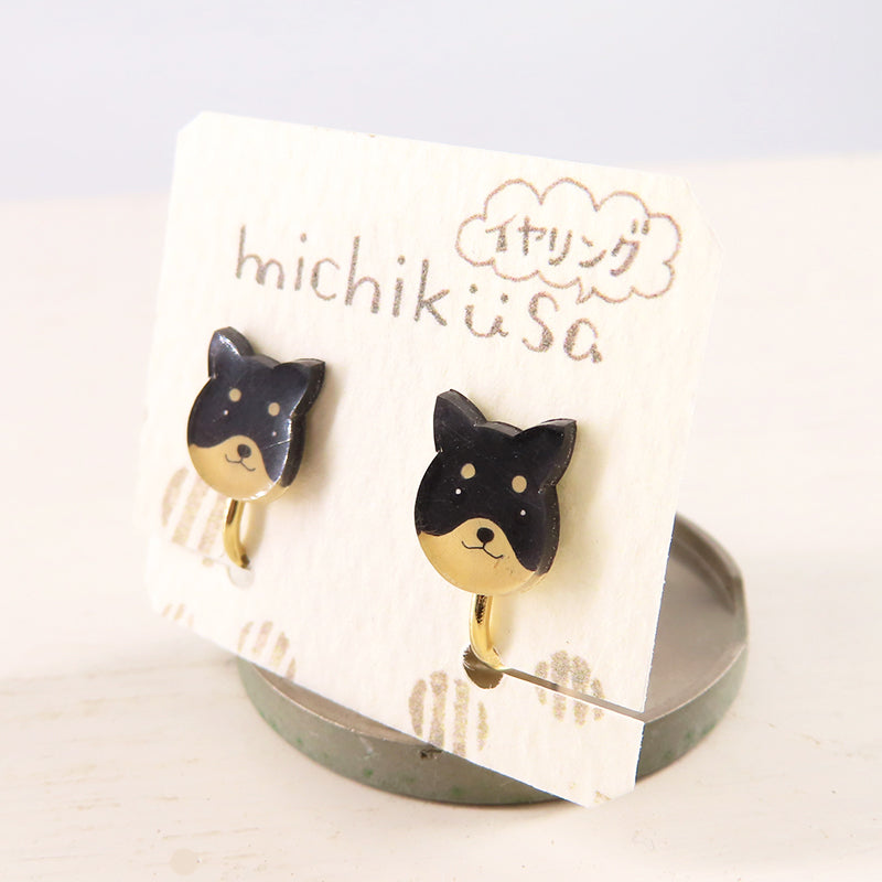 アニマルイヤリング 黒柴犬