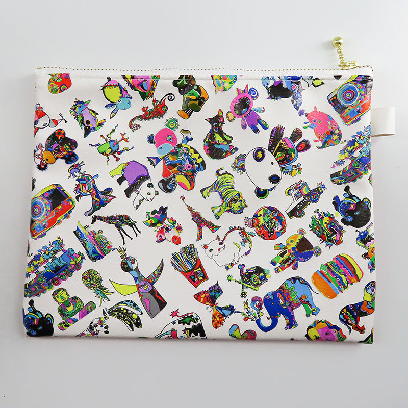 赤い花束 四角ポーチ