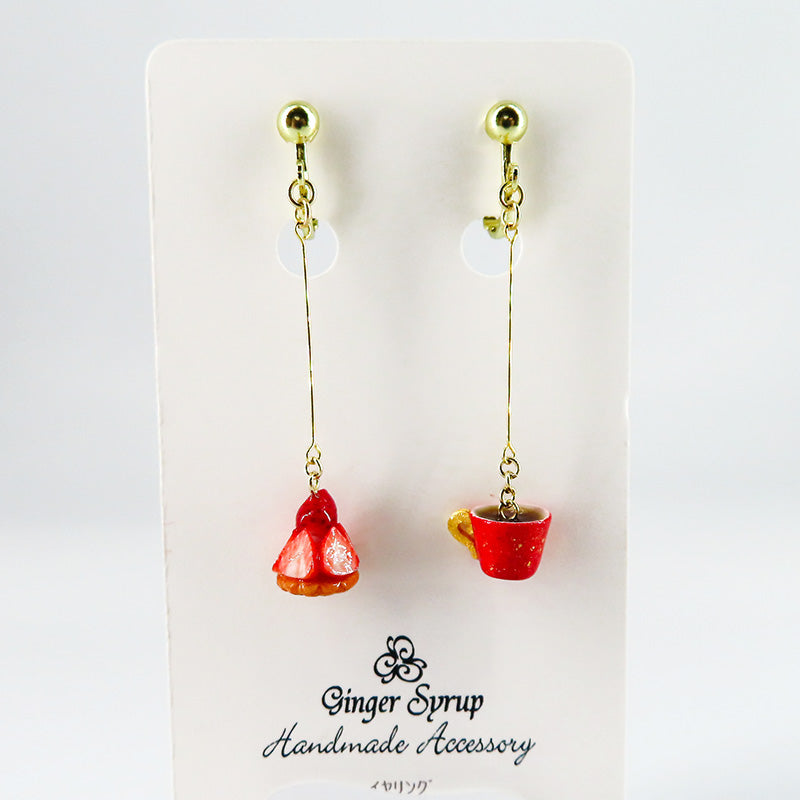 -cafe sweets- ストロベリータルト イヤリング