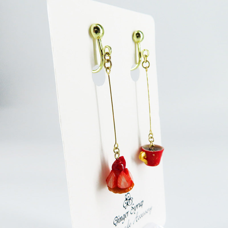 -cafe sweets- ストロベリータルト イヤリング