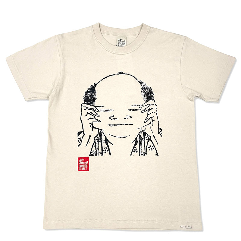 【10】北斎漫画Tシャツ　百面相 壱 ヨコノビ:Lサイズ