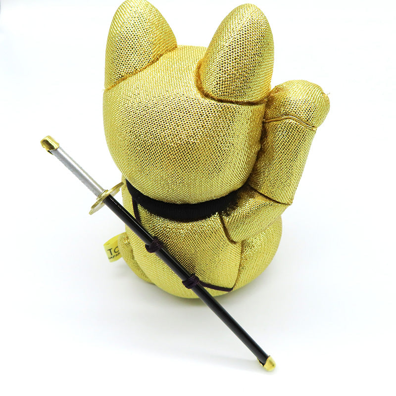 木目込み人形 招き猫 忍者 金 lucky cat ninja