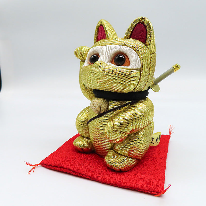 木目込み人形 招き猫 忍者 金 lucky cat ninja