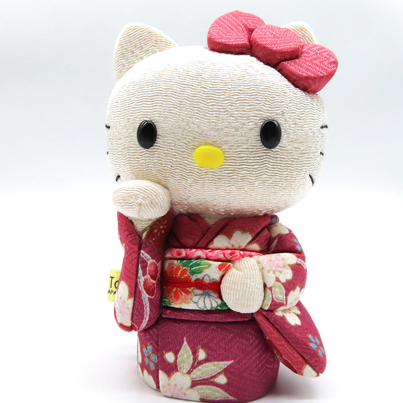 木目込み人形　招きハローキティ　紫　kimono kitty