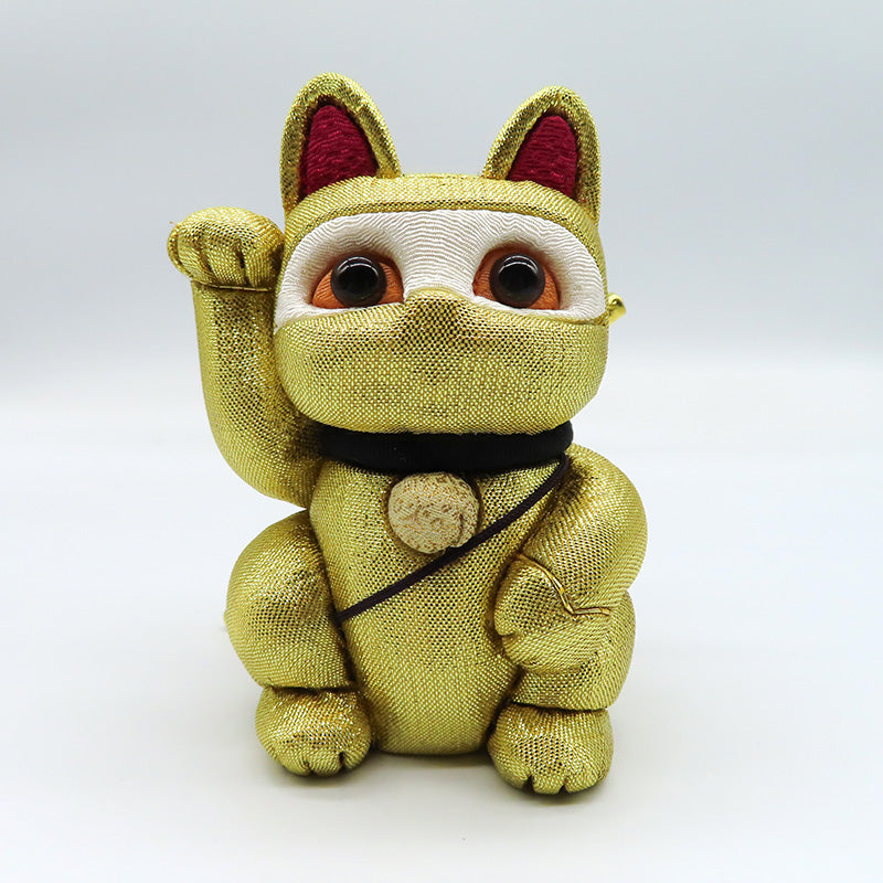 木目込み人形　招き猫　忍者　金　lucky cat　ninja