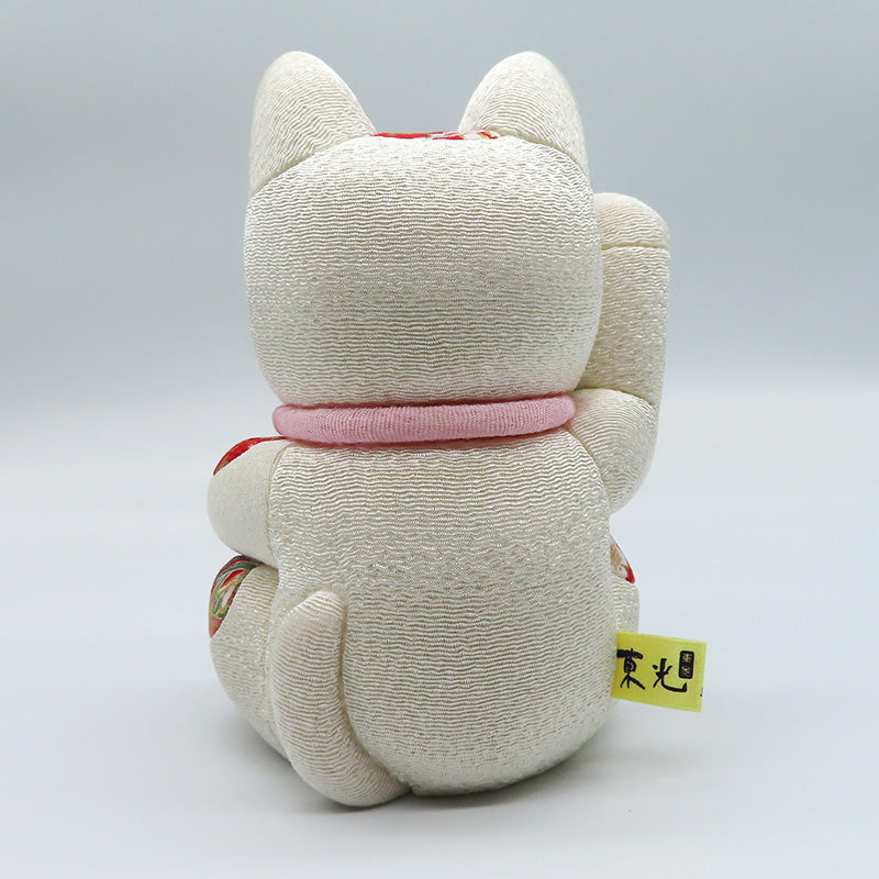 木目込み人形　風水　白　大　lucky cat