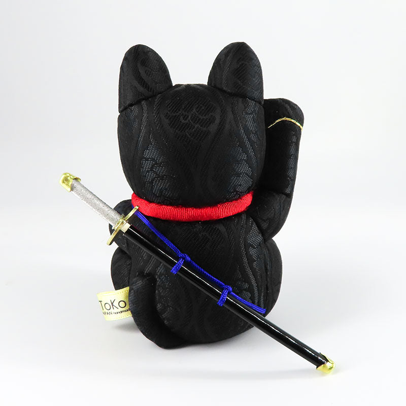 木目込み人形　招き猫　忍者　黒　lucky cat　ninja