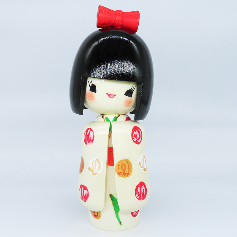 乙女袖(白)　山岸政好作　 kokeshi