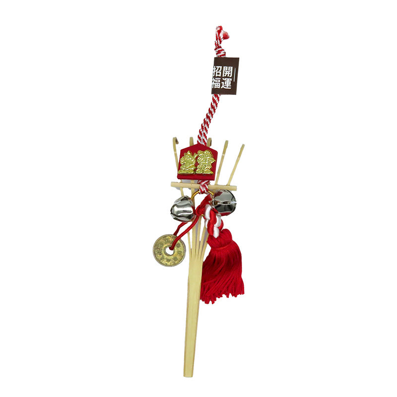 萩工房　わるねこ　熊手・鈴持ち　風神雷神柄　座布団付き