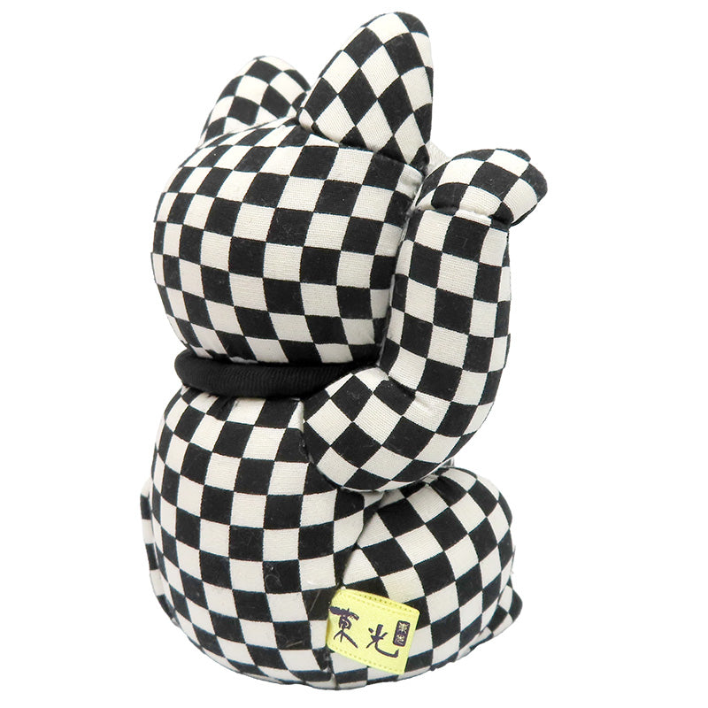 木目込み人形　招き猫　市松　大　黒　lucky cat