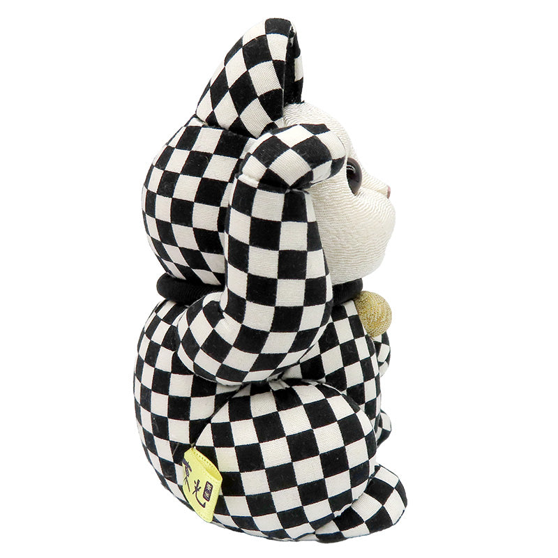 木目込み人形　招き猫　市松　大　黒　lucky cat