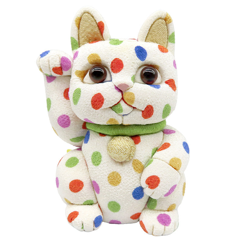 木目込み人形　招き猫 POP 中 水玉　lucky cat