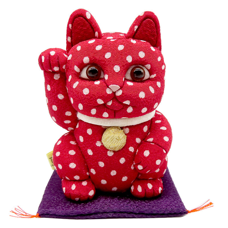 木目込み人形　招き猫 POP 小 水玉 lucky cat