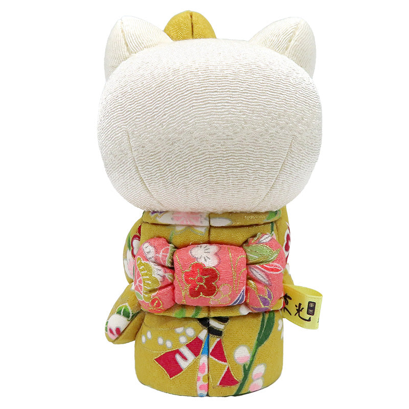 木目込み人形　招きハローキティ　黄　kimono kitty