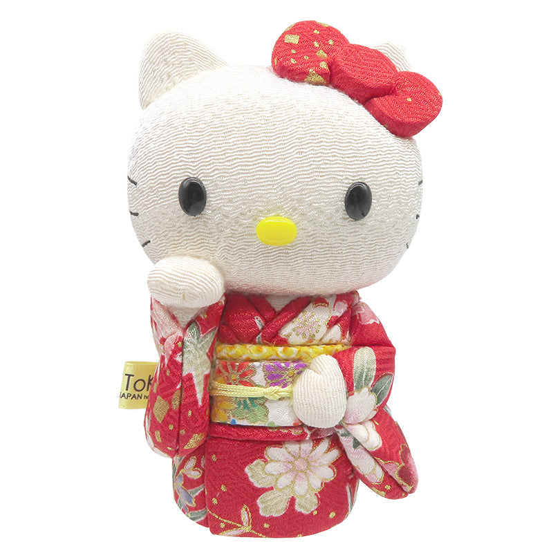 木目込み人形　招きハローキティ　赤　kimono kitty