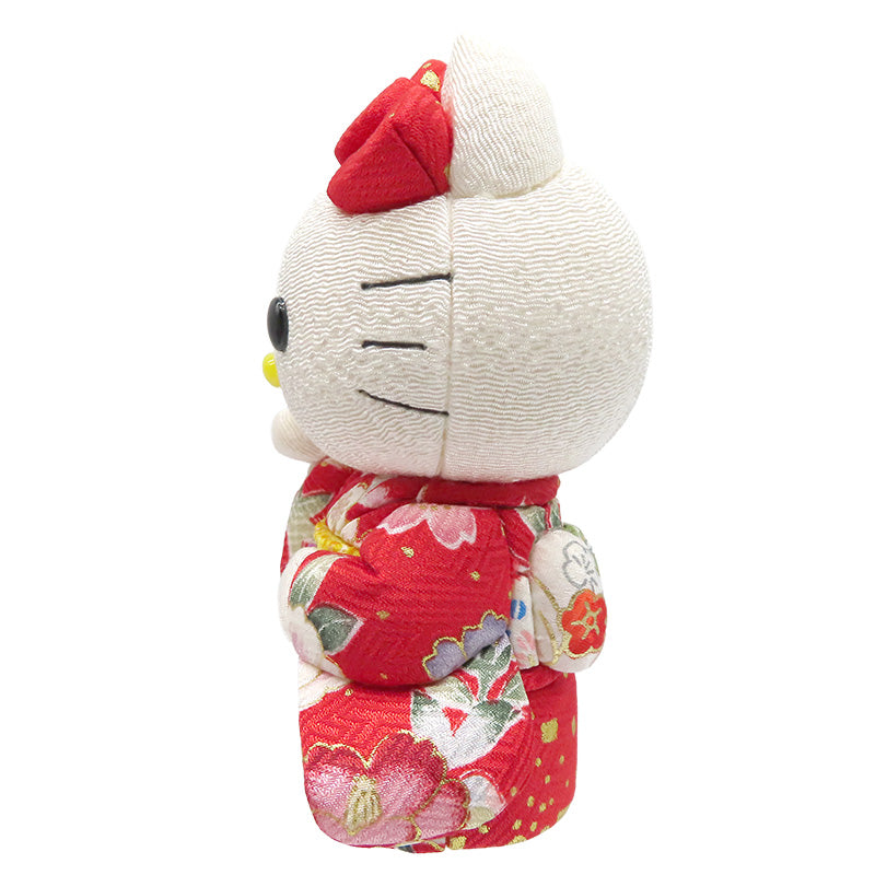 木目込み人形　招きハローキティ　赤　kimono kitty