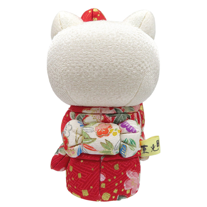 木目込み人形　招きハローキティ　赤　kimono kitty