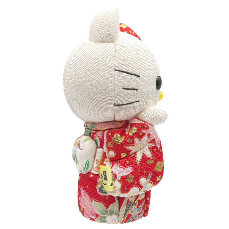 木目込み人形　招きハローキティ　赤　kimono kitty